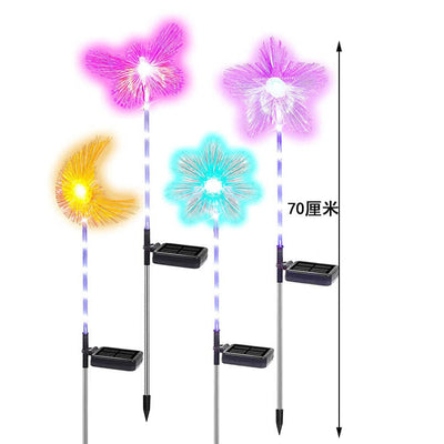 Outdoor Decorative Waterproof Butterfly Star Moon Fiber Optic Solar LED Lawn Flower Landscape Lighting