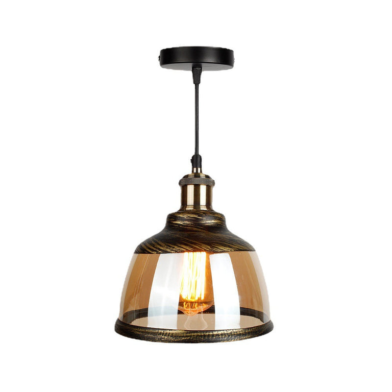 Retro Industrial Round Head Glass 1-Light Pendant Light