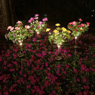 Modern Creative Simulation Azalea Decorative Solar Outdoor Lawn LED Garden Ground Insert Landscape Light