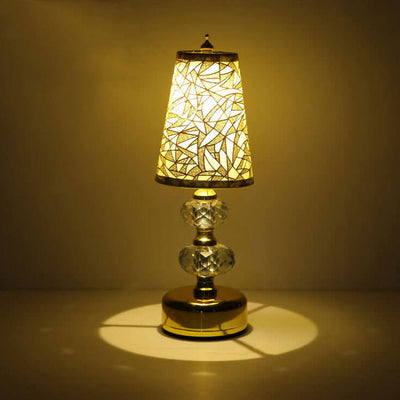 Retro Luxury Fabric Crystal Base LED Table Lamp