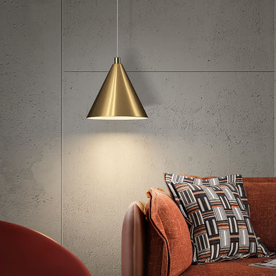 Nordic Minimalist Brass Cone 1-Light Pendant Light