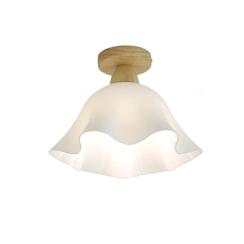 European Rustic Lotus Acrylic 1-Light Semi-Flush Mount Light