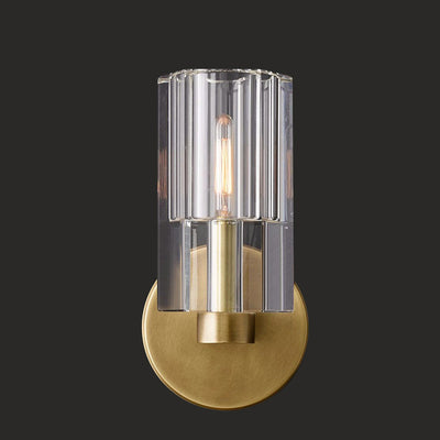 Modern Light Luxury Crystal Cylindrical Brass 1-Light Wall Sconce Lamp