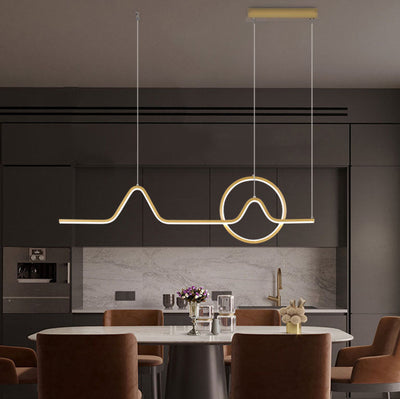 Modern Minimalist Aluminum Circle Geometric Line Combination LED Island Light Pendant Light For Living Room