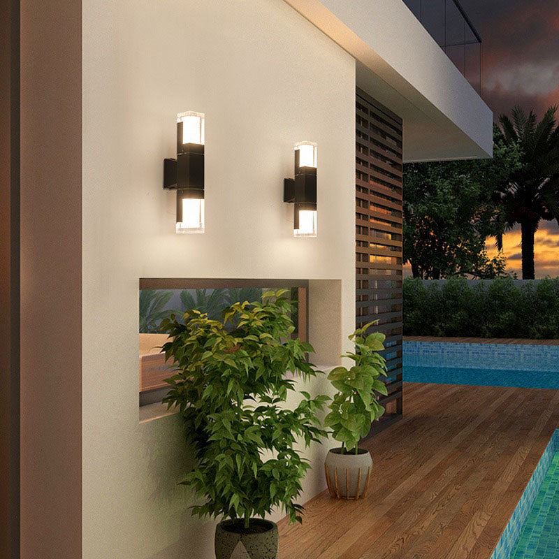 Modern Simplicity Waterproof Rectangular Aluminum Acrylic LED Outdoor Wall Sconce Lamp For Garden