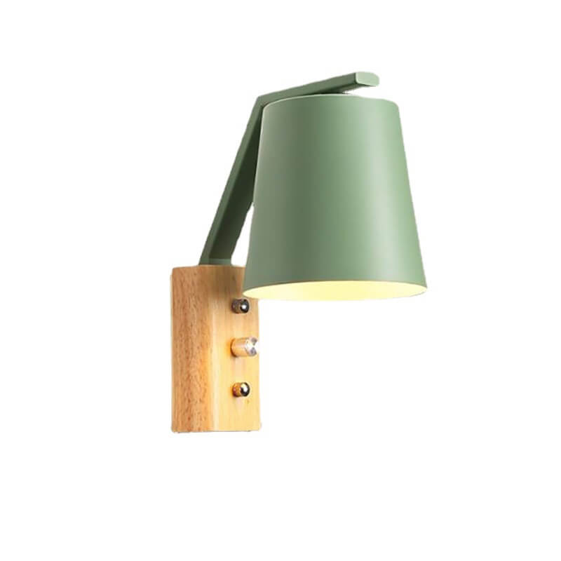 Nordic Modern Solid Wood Cylindrical 1-Light Wall Sconce Lamp