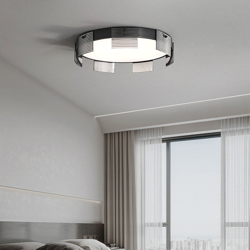 Modern Minimalistic Round Copper Glass Acrylic LED Flush Mount Light