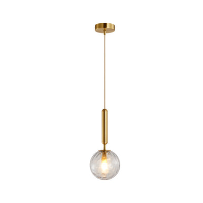 Nordic Light Lampe suspendue de luxe à 1 lumière en verre et cuivre à motifs d'eau 