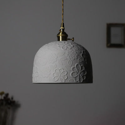 Modern Vintage Brass Ceramic 1-Light Pendant Light