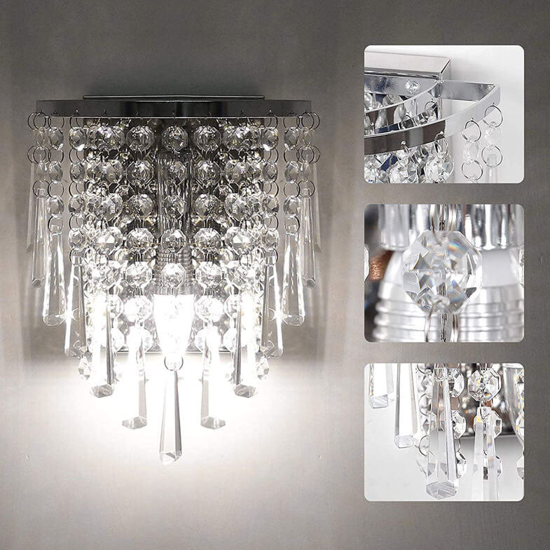 Nordic Luxury Chrome Crystal Curtain Design 1-Licht-Wandleuchte 