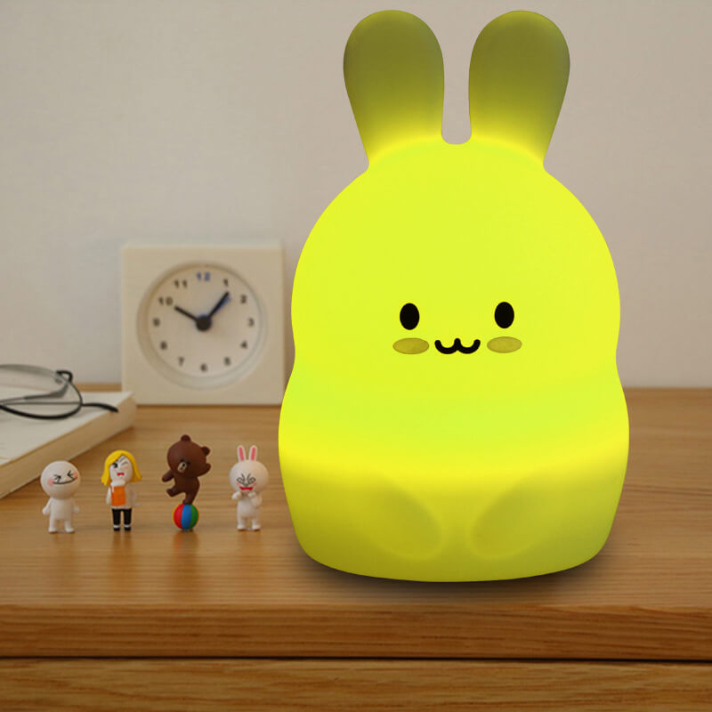 Lampe de Table LED USB en Silicone, lapin mignon et créatif moderne, veilleuse 