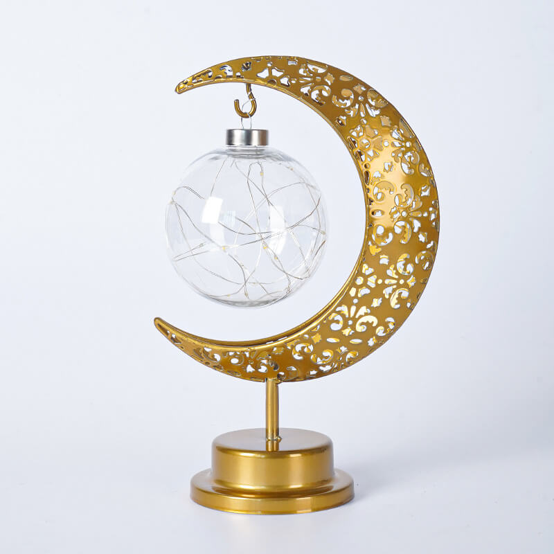 Muslim Festival Iron Moon Light Orb LED Decorative Table Lamp