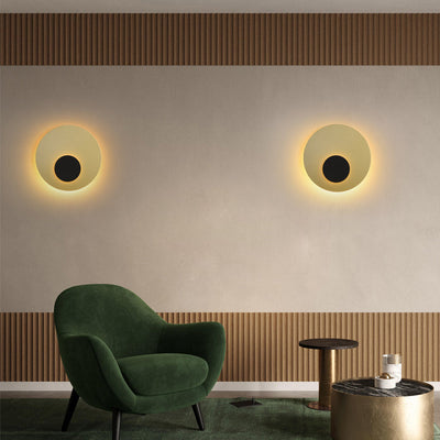 Modern Minimalist Iron Round Flat Piece LED Wall Sconce Lamp For Bedroom