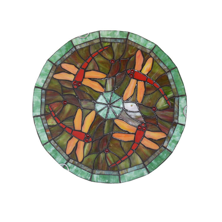 European Style Tiffany Dragonfly Stained Glass LED Flush Mount Lighting