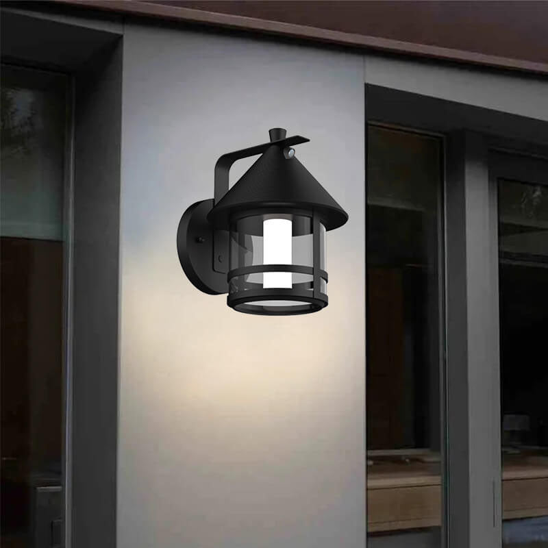 Solar Modern Cone Cage Body Sensor LED Outdoor Wall Sconce Lamp