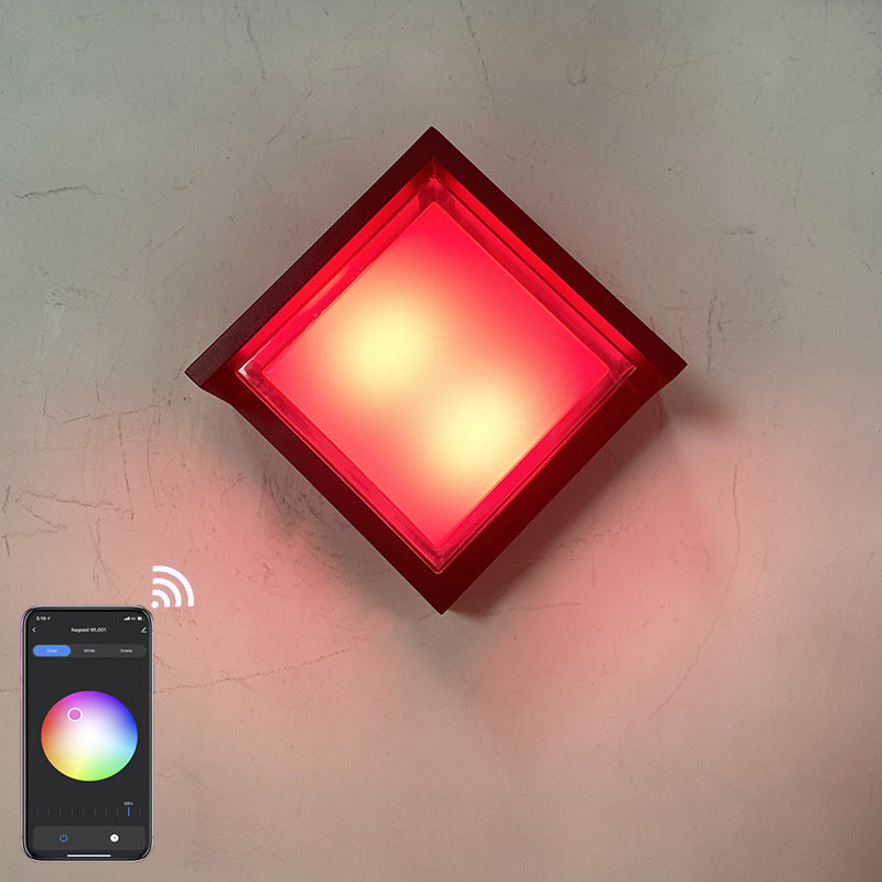 Smart Outdoor Rhombus Aluminum App Dimming LED Wall Sconce Lamp