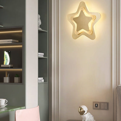 Nordic Luxury Brass Star Shape LED Wall Sconce Lamp