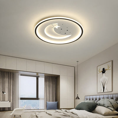 Nordic Minimalist Moon Circle Ring Slim LED Flush Mount Ceiling Light