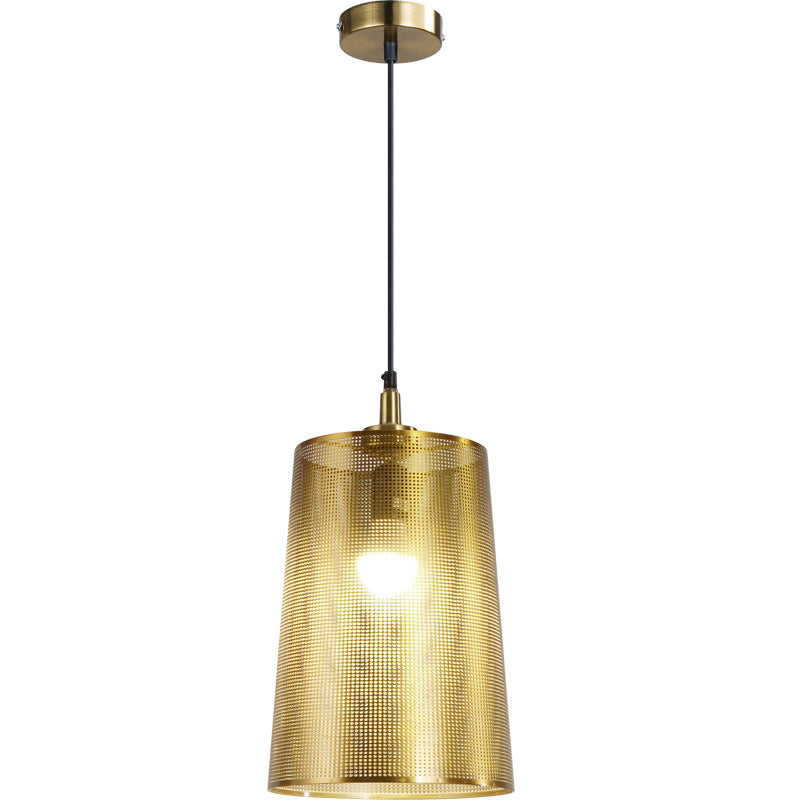 Nordic Minimalist Gold Metal Cylinder 1-Light Pendant Light