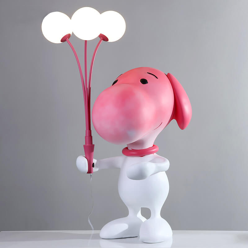 Modern Creative Snoopy Sculpture Resin 3-Light Table Lamp