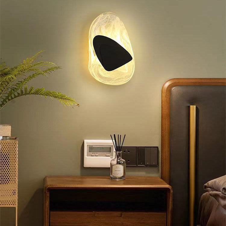 Modern Minimalist Irregular Oval Hardware Glass LED Wall Sconce Lamp For Bedroom