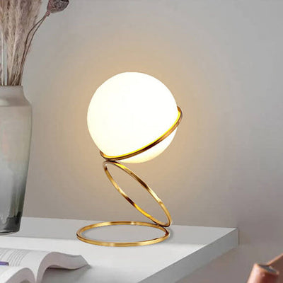 Moderne kreative Spiral-Kreis-Basis-Glaskugel-1-Licht-Tischlampe 