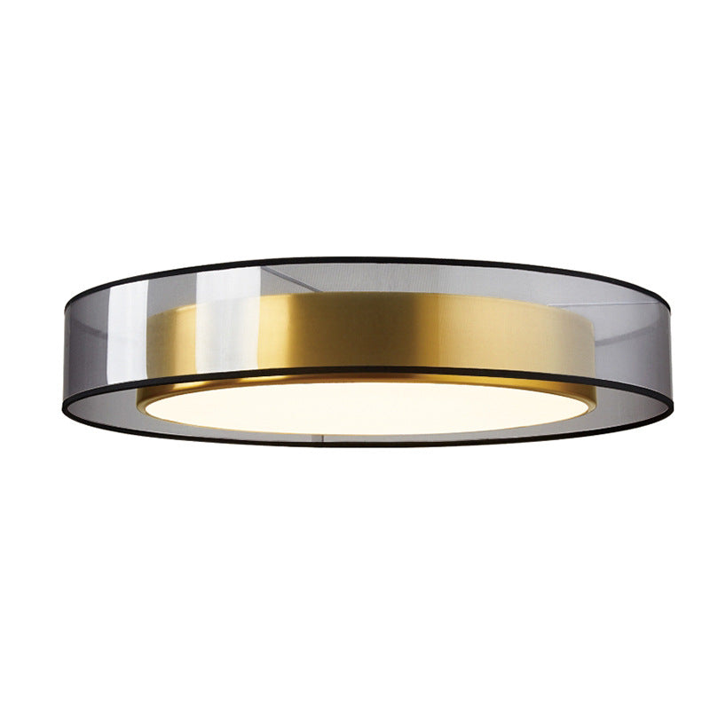 Contemporary Simplicity All Brass Acrylic Cylinder Shade LED Flush Mount Ceiling Light For Living Room