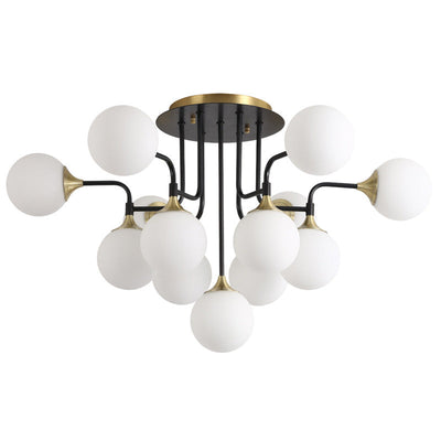 Modern Mid-Century Copper Frame Glass Ball Shade 11/13-Light Chandelier For Living Room