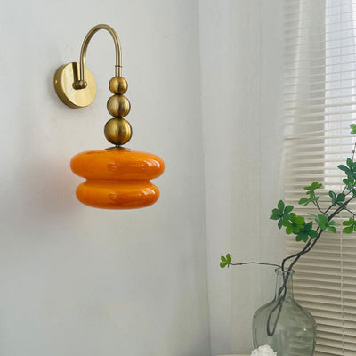 Macaron Cream Gourd Design Glass Shade 1-Light Wall Sconce Lamp