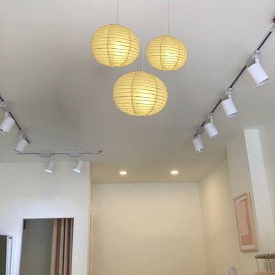 Minimalist Handmade Paper Round Lantern 1-Light Pendant Light