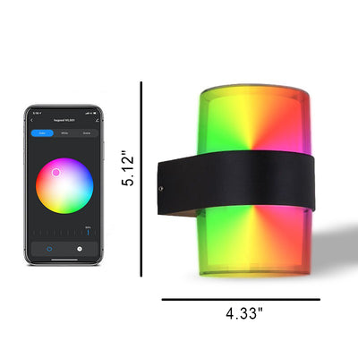 Applique murale LED étanche à gradation avec application intelligente d'extérieur, cylindre intelligent 