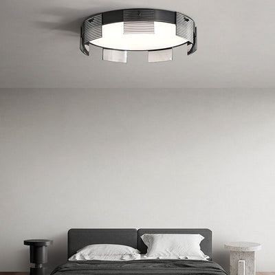 Modern Minimalistic Round Copper Glass Acrylic LED Flush Mount Light