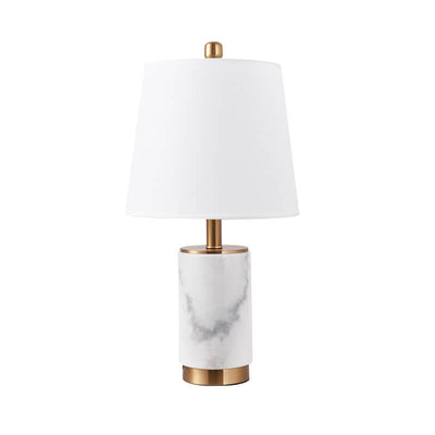 Nordic Light Luxury Cone Fabric Marble Column Base 1-Light Table Lamp