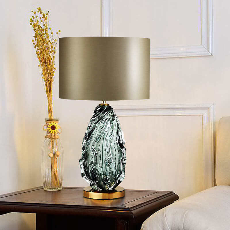 Modern Light Luxury Fabric Glass Lamp Body 1-Light Table Lamp