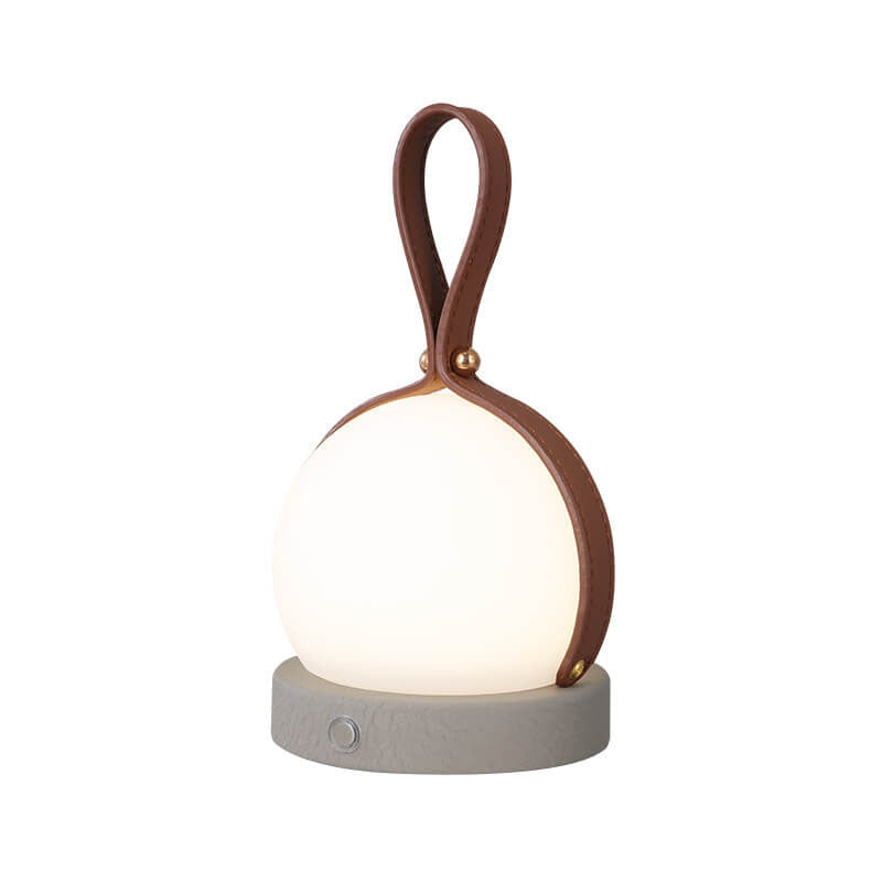 Simple Spherical Faux Leather Portable LED USB Night Light Table Lamp