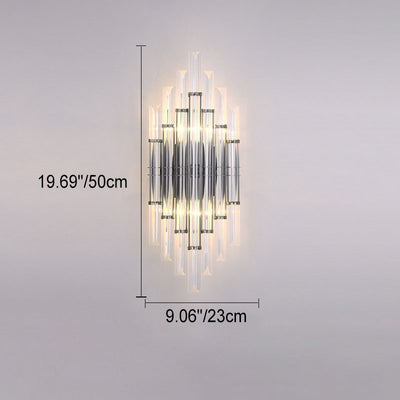 Modern Light Luxury Crystal Geometric Column Hardware Rechargeable 2-Light Wall Sconce Lamp