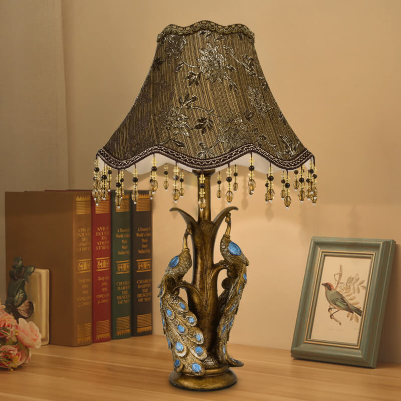 Lampe de table à 1 lumière en résine à pampilles rétro de luxe moderne et légère 