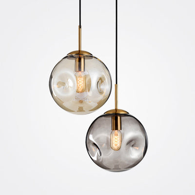 Contemporary Scandinavian Irregular Orb Hardware Glass 1-Light Pendant Light For Living Room