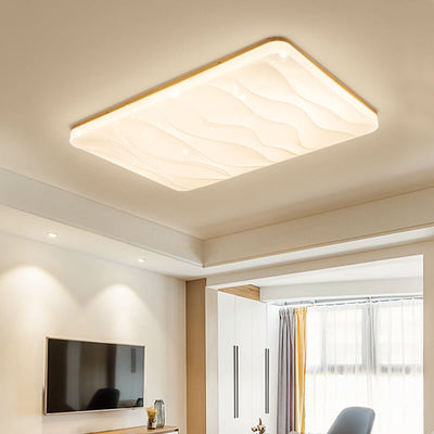 Plafonnier LED encastré avec bordure en bois massif et PVC, design minimaliste moderne, luminaire décoratif d'intérieur, idéal pour un salon 