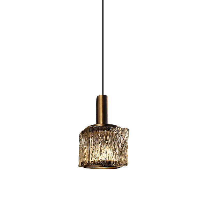 Modern Light Luxury Square Kupferglas 1-Licht-Pendelleuchte 