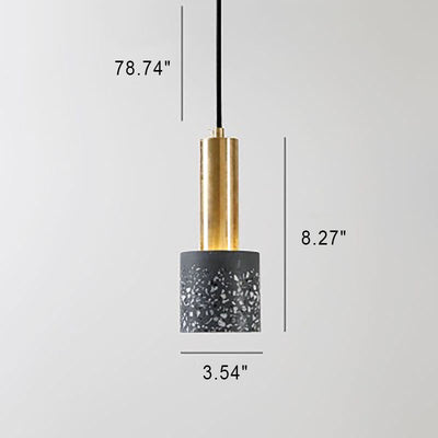 Nordic Vintage Terrazzo Colored Metal Column 1-Light Pendant Light