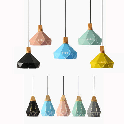 Luminaire suspendu à 1 lumière en fer de couleur unie macaron à géométrie nordique 