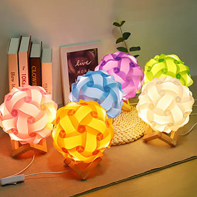 Creative DIY Round Hydrangea Combination Design LED Night Light Table Lamp