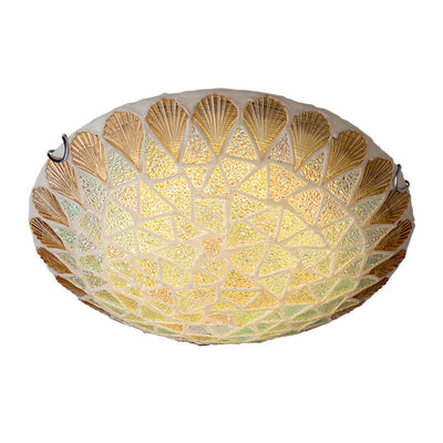 Nordic Vintage Light Luxury Tiffany Shell Glass 1-Light Flush Mount Lighting