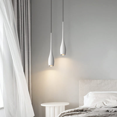 Lampe suspendue LED en aluminium, couleur unie, minimaliste et moderne, noir et blanc, en forme de larme 