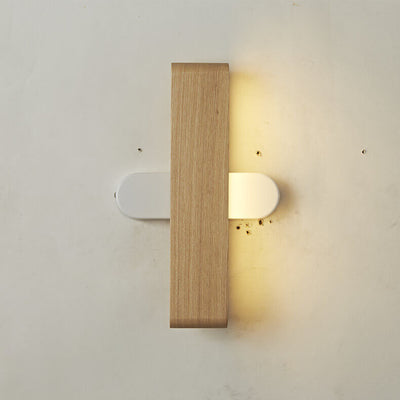 Modern Minimalist Rotatable Long Bar Wood Acrylic LED Wall Sconce Lamp