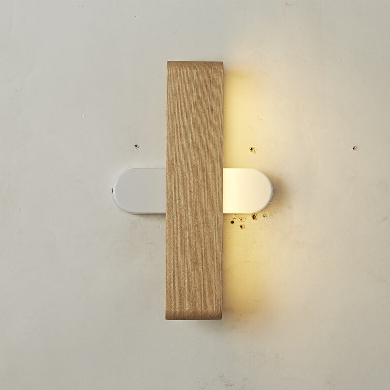 Modern Minimalist Rotatable Long Bar Wood Acrylic LED Wall Sconce Lamp