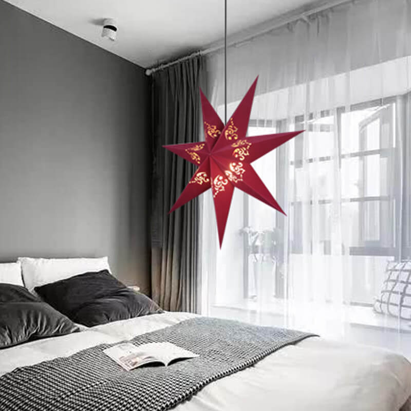 Nordic Creative Star Decorative Red Green Velvet LED Pendant Light