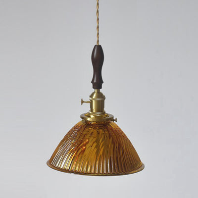 Modern Retro Solid Color Brass Glass Iron 1-Light Pendant Light