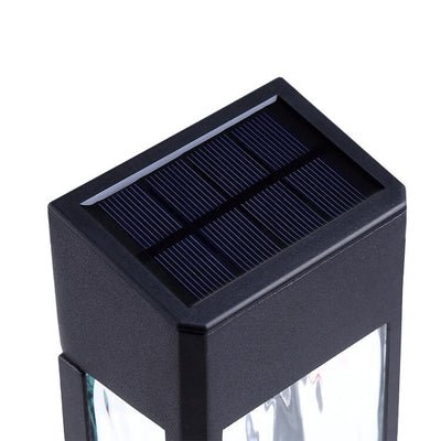 Rechteckige LED-Solar-Gartenglasleuchte für den Außenbereich 